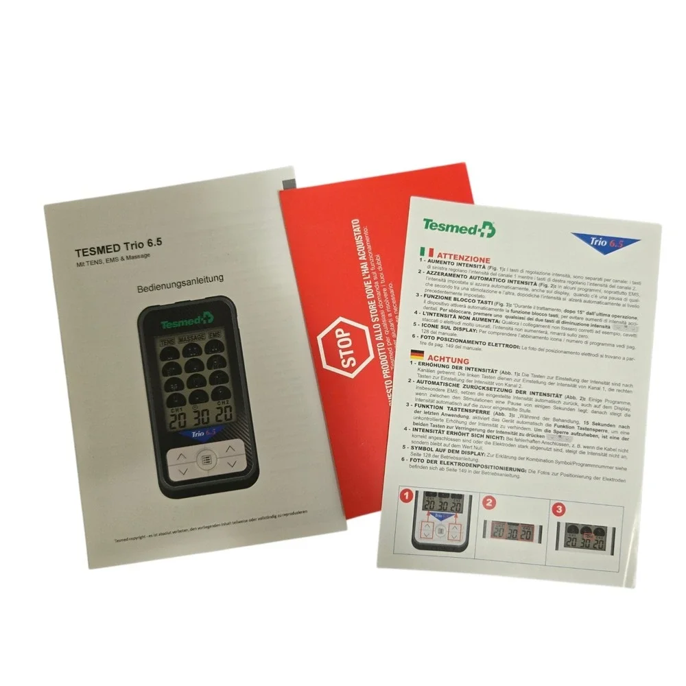 Trio 6.5: Usb-Rechargeable TENS Unit for Pain Relief & EMS Muscle Stimulator, 36